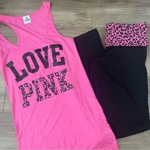 NWOT 2011 VS Pink Cheetah Leopard Tank / Yoga Pant Short Set